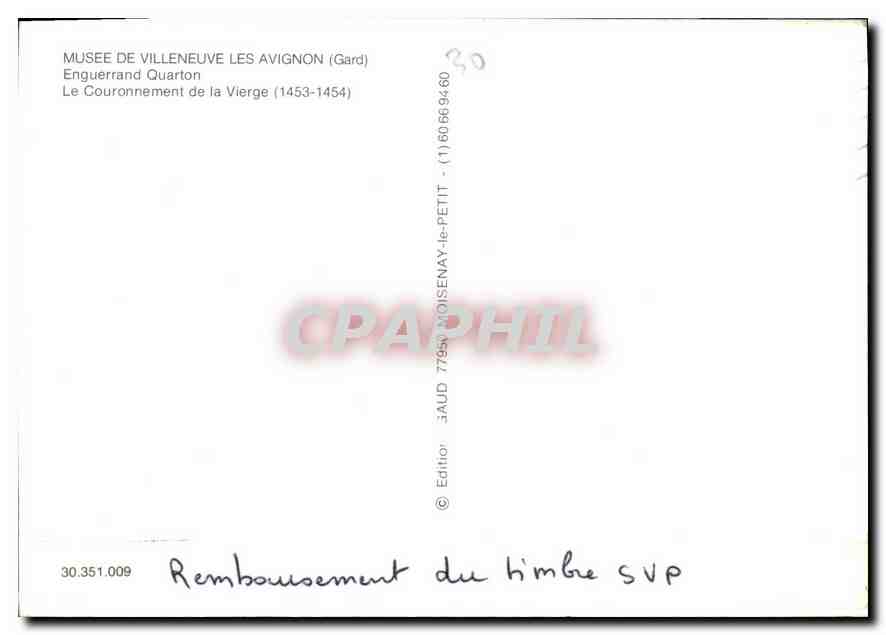 CPM Musee de Villeneuve les Avignon Gard enguerrand Quarton le Couronnement de la Vierge 1453 1454  — Verso