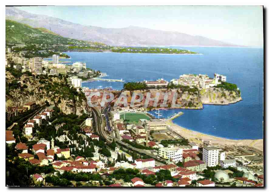 CPM La Cote d'Azur Principaute de Monaco vue aerienne le rocher Monte Carlo le cap Martin l'Italie 