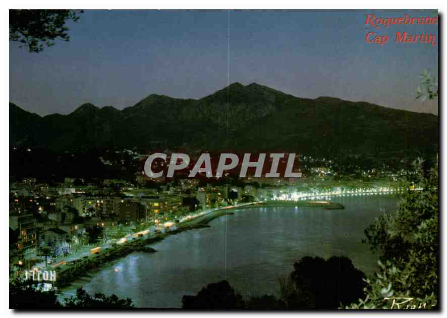 CPM La Cote d'Azur inoubliable vue de nuit 