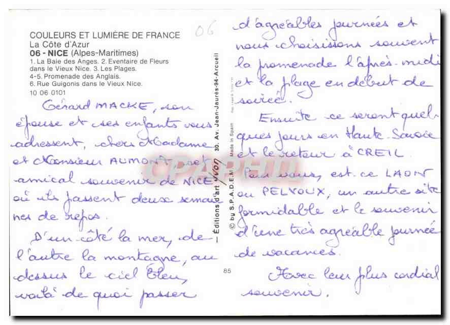 CPM La Cote d'Azur Nice Alpes Maritimes la baie des Anges Eventaire de fleurs dans le Vieux Nice les — Rückseite