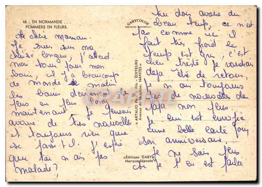 CPM En Normandie Pommiers en fleurs  — Verso
