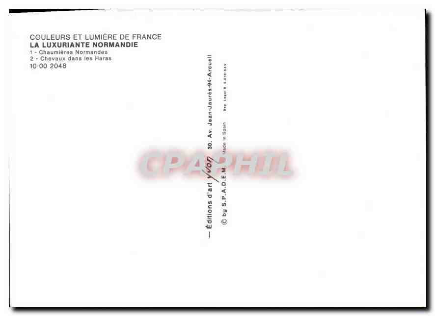 CPM La Luxuriante Normandie Chaumieres Normandes Chevaux dans les Haras  — Verso