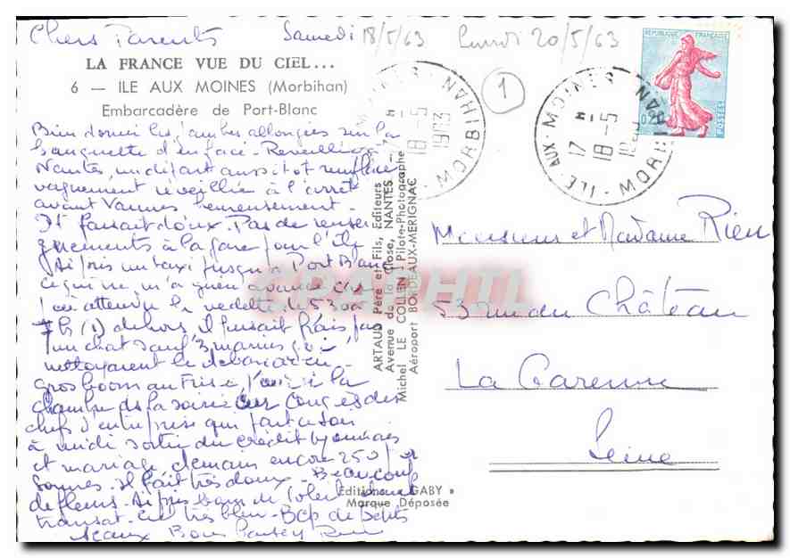 Vue aérienne de l'île aux Moines — Morbihan — Éditeur GABY — Rückseite