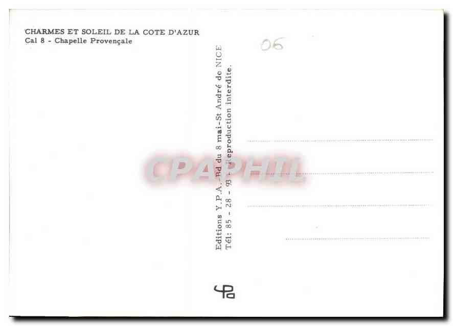 CPM Charmes et soleil de la cote d'Azur Chapelle Provencale  — Rückseite