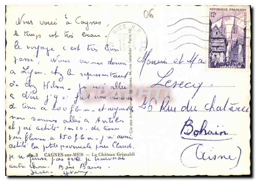 CPM Cagnes sur mer le chateau Grimaldi  — Verso
