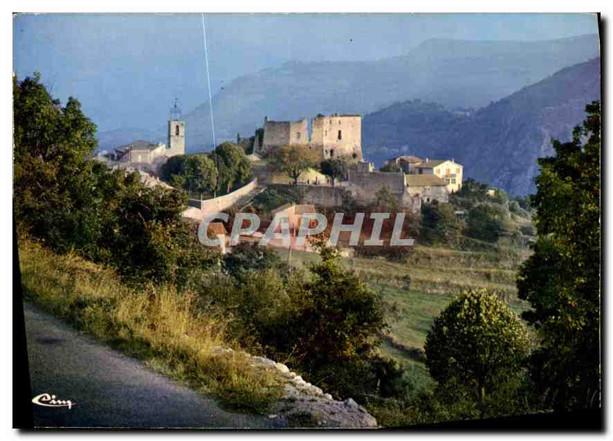 CPM Greolieres A M vue sur l'Eglise et le Chateau feodal 