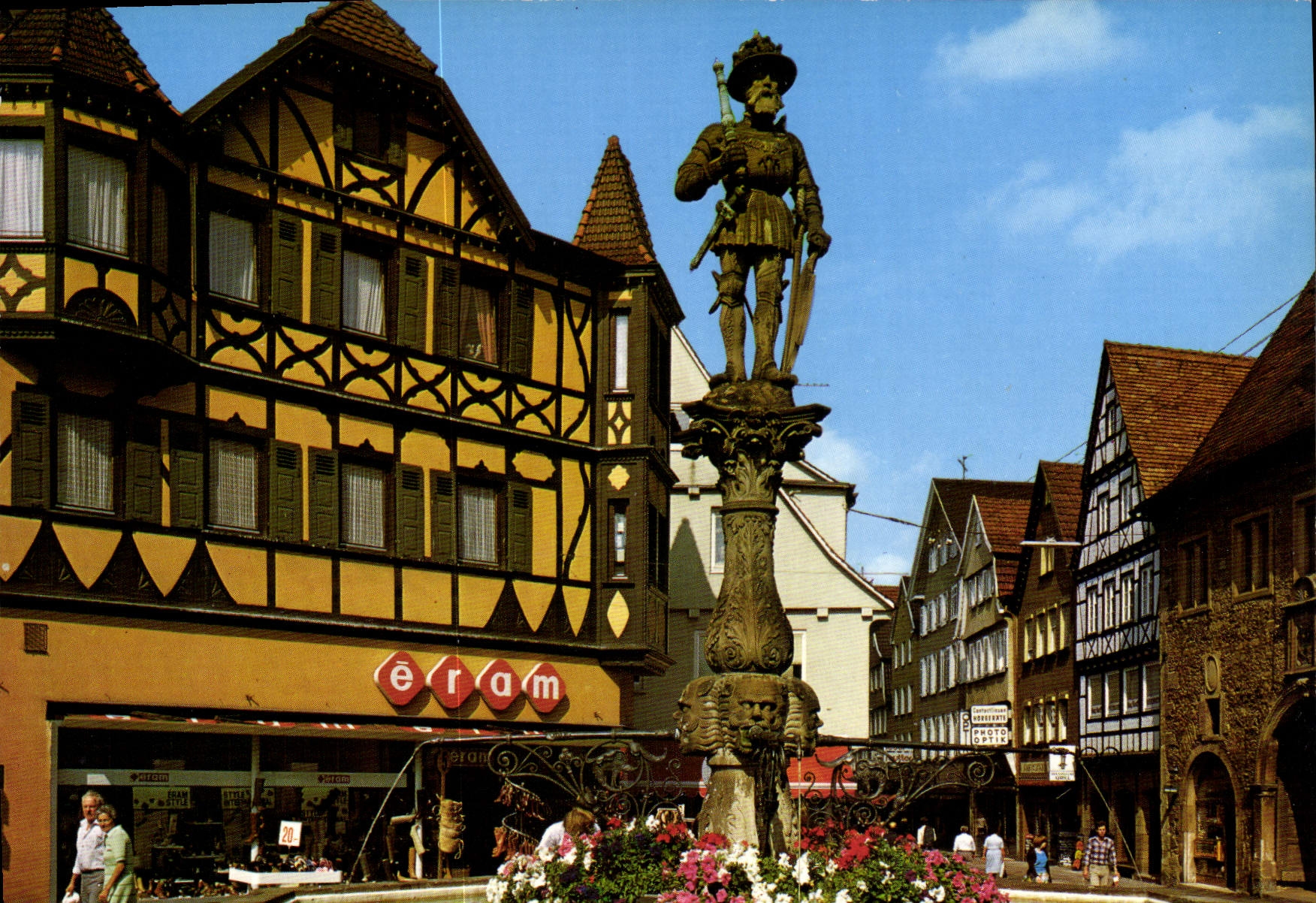 CPM Reutlingen Marktbrunnen Kaiser Maximilian und Wilhemstrabe 