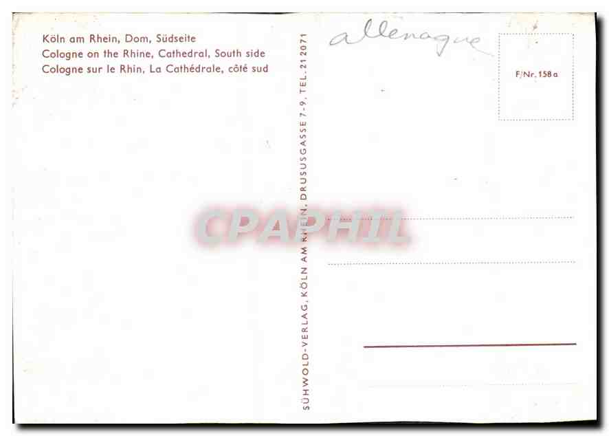 CPM Cologne sur le Rhin la Cathedrale cote sud  — Rückseite