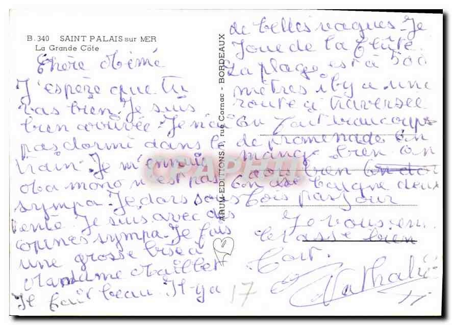 La Grande Côte — Erinnerungen — Editions B.340, Saint-Palais-sur-Mer — Rückseite