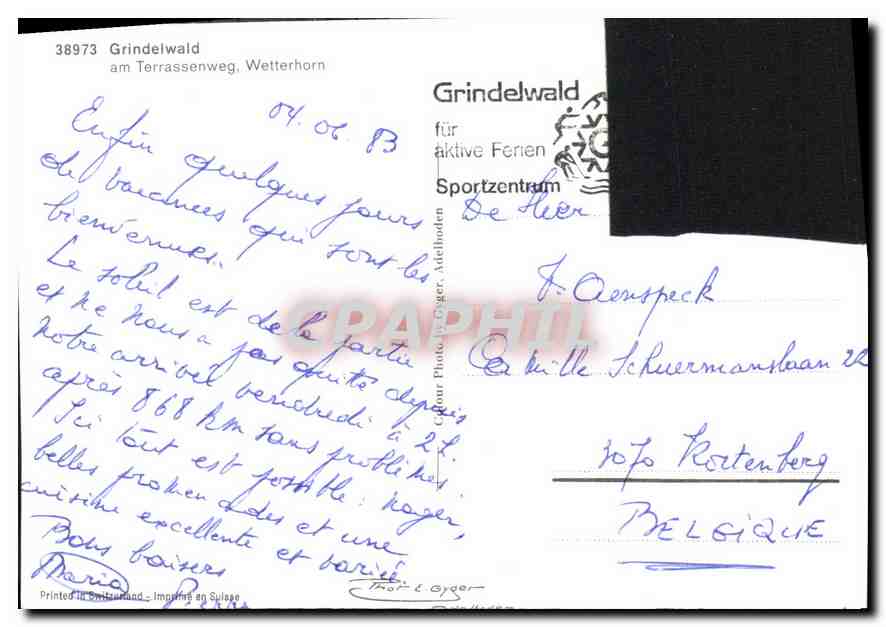 CPM Grindelwald am Terrassenweg Wetterhorn  — Rückseite