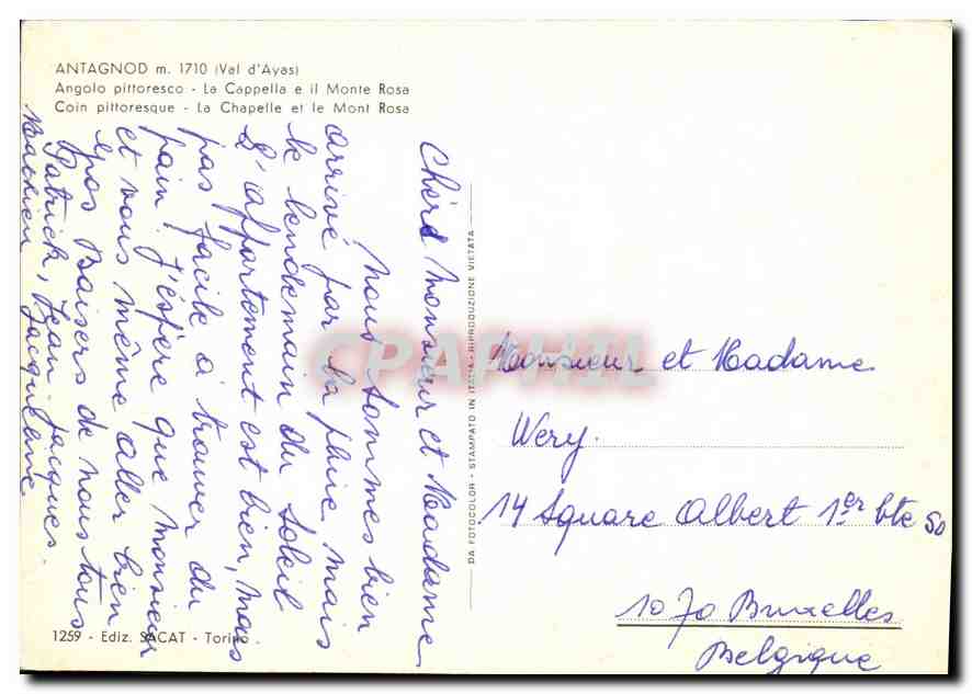 CPM Antagnod Val d'Ayasi Angola pittoresque la chapelle et il Monte Rosa Coin pittoresque la chapell — Rückseite