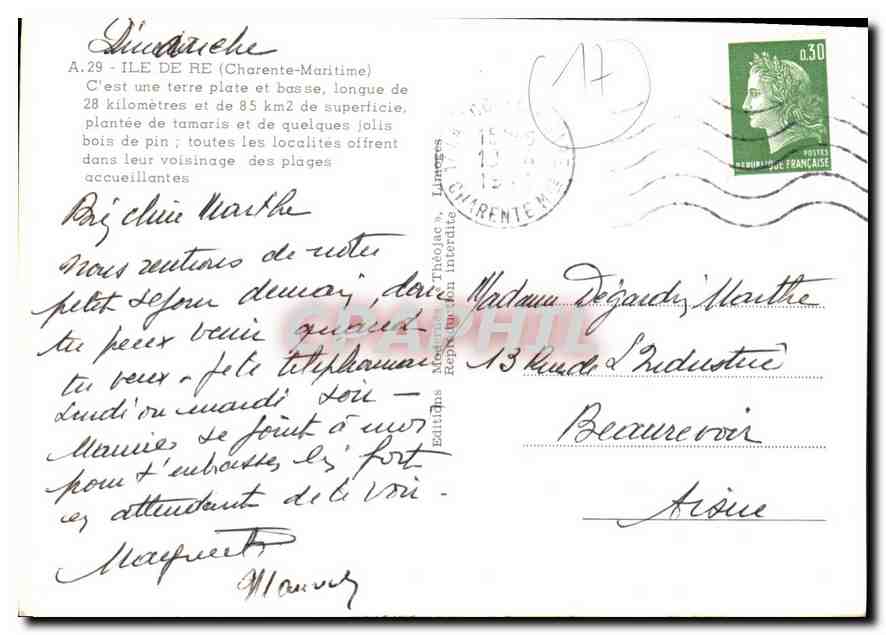 CPM Ile de Re Charente Maritime La flotte le bas Saint Martin La Couarde Trousse Chemise Phare des b — Verso
