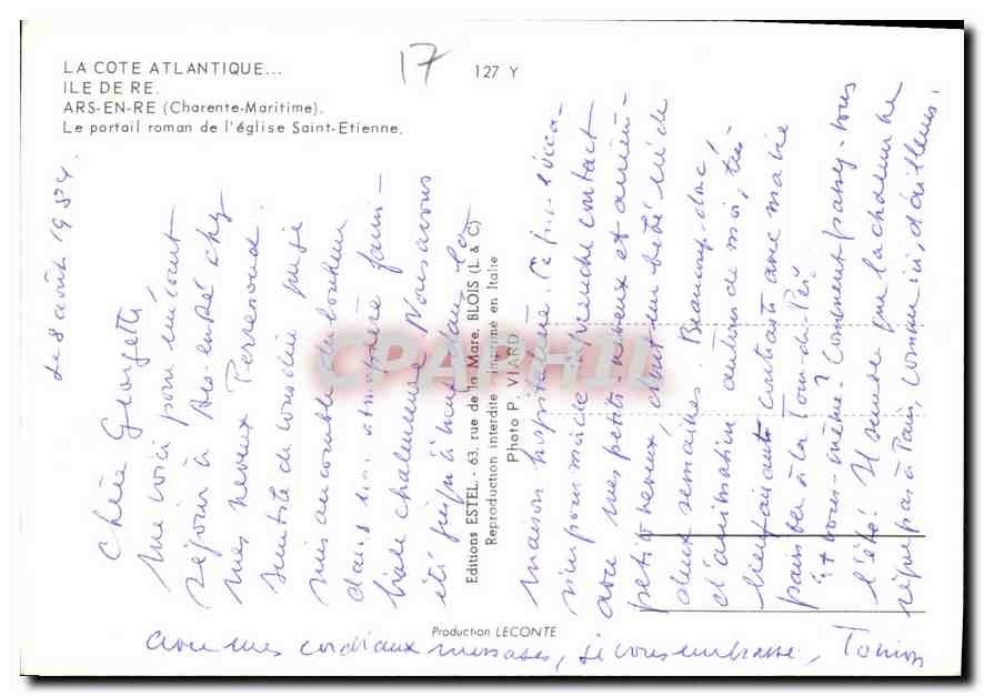CPM La Cote Atlantique Ile de Re Ars en Re Charente Maritime le portail roman de l'eglise Saint Etie — Verso