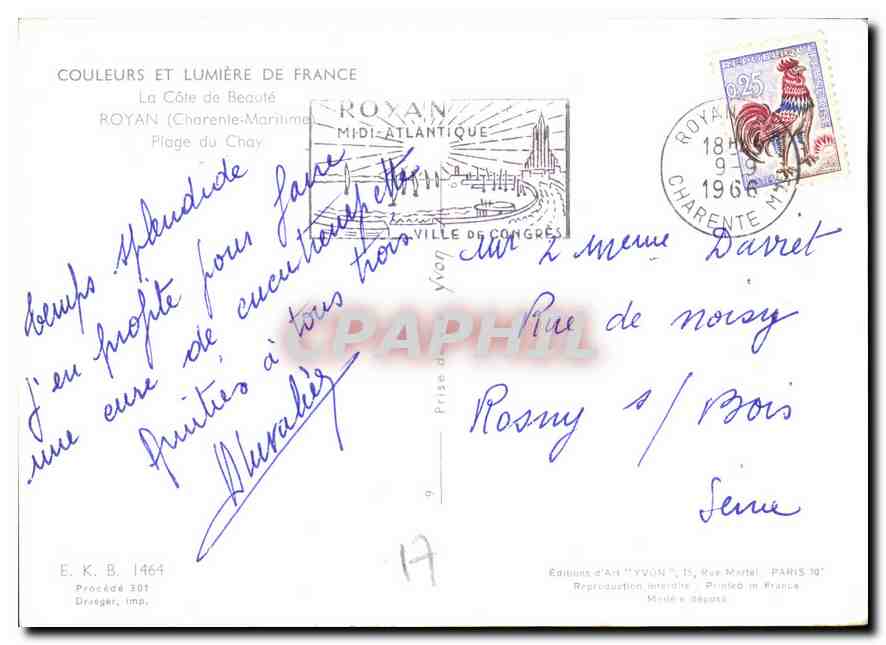 CPM Couleurs et lumiere de France la Cote de Beaute Royan Charente Maritime Plage du Chay  — Back