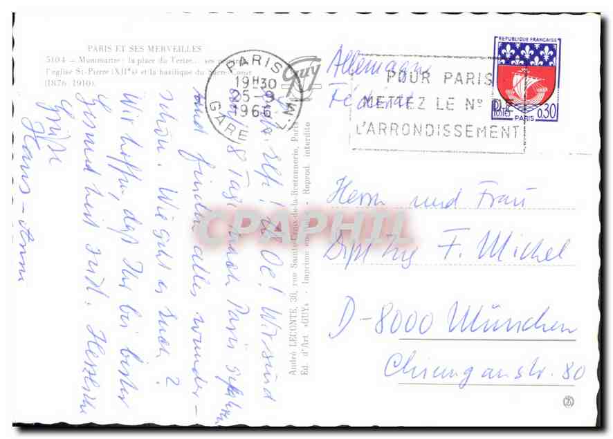 CPM Paris et ses Merveilles Montmartre  — Verso