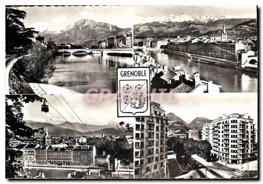 CPM Les Belles Alpes Francaises Grenoble Chaine de Belledonne L'Isere et le Moucherotte Telepherique