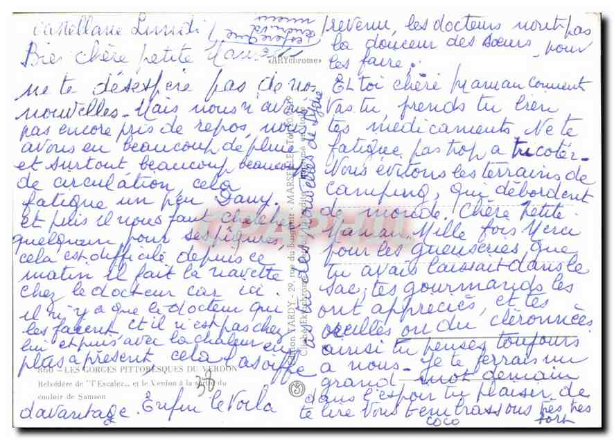 CPM Les Gorges Pittoresques du Verdon  — Rückseite
