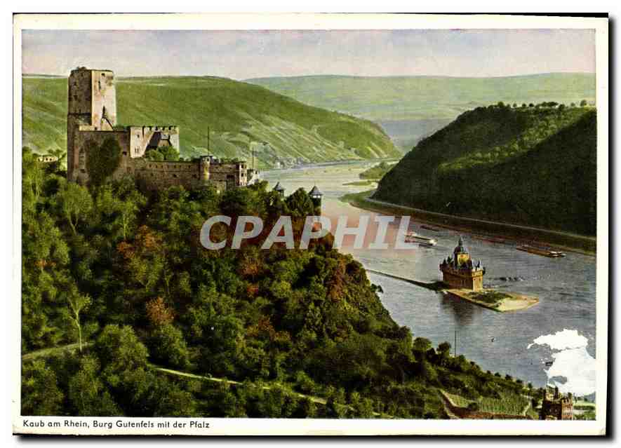 CPM Caub sur le Rhin le vieux chateau avec Palatinate 