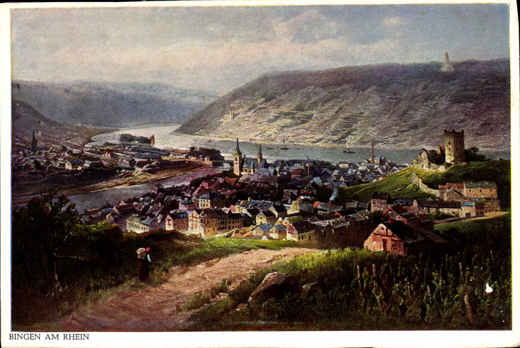 Bingen am Rhein — vue panoramique — Astudin-Karten vom Rhein & Bohstedt & Bohstedt