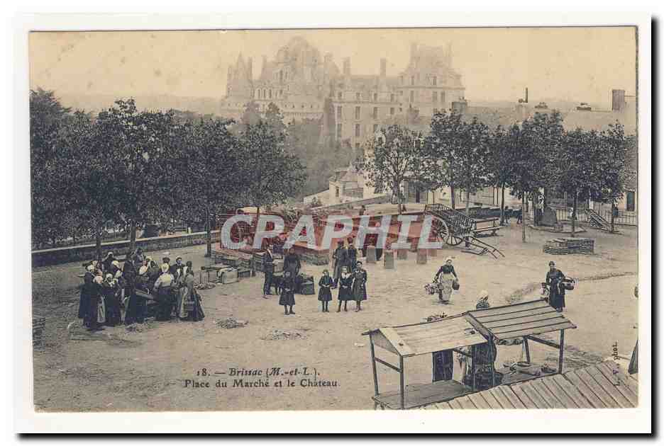BRiSSAc Place du marche et le chateau Charrette Animation CPA