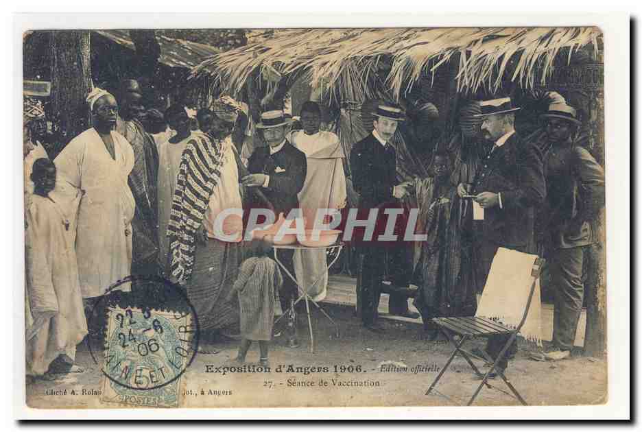 Séance de Vaccination — Exposition d'Angers 1906 — Édition officielle — cliché A. Rolan