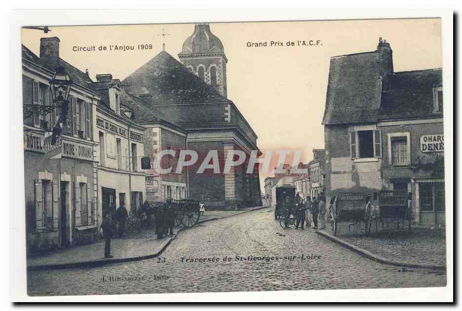Circuit de l'Anjou 1909 Grand Prix de l'Automobile Club France Traversee de Saint Georges sur Loire Animation CPA