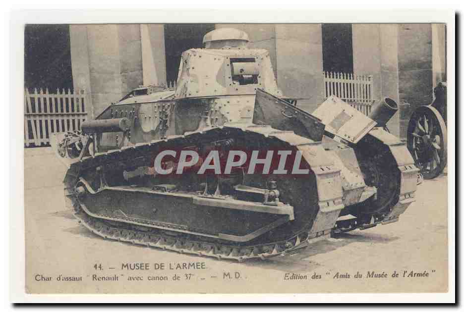 Musee de l'armee Char d'assaut Renault avec canon de 37 Tank CPA
