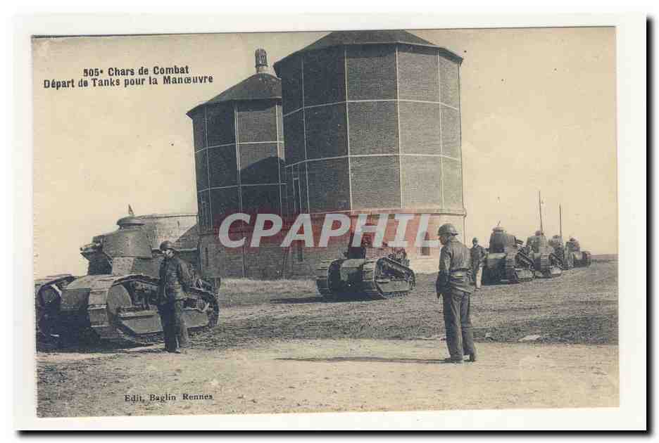 505e Chars de Combat depart de tanks pour la manoeuvre Animation CPA