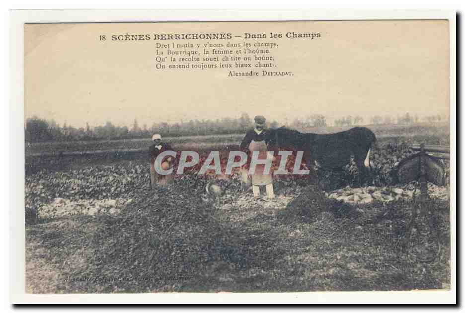 Scenes Berrichonnes Dans les champs Poeme Poete Alexandre Defradat Animation CPA