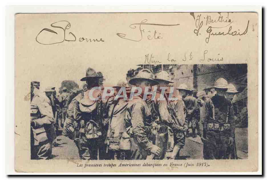 les premieres troupes Americaines debarquees en France juin 1917 First American Soldiers Animation CPA