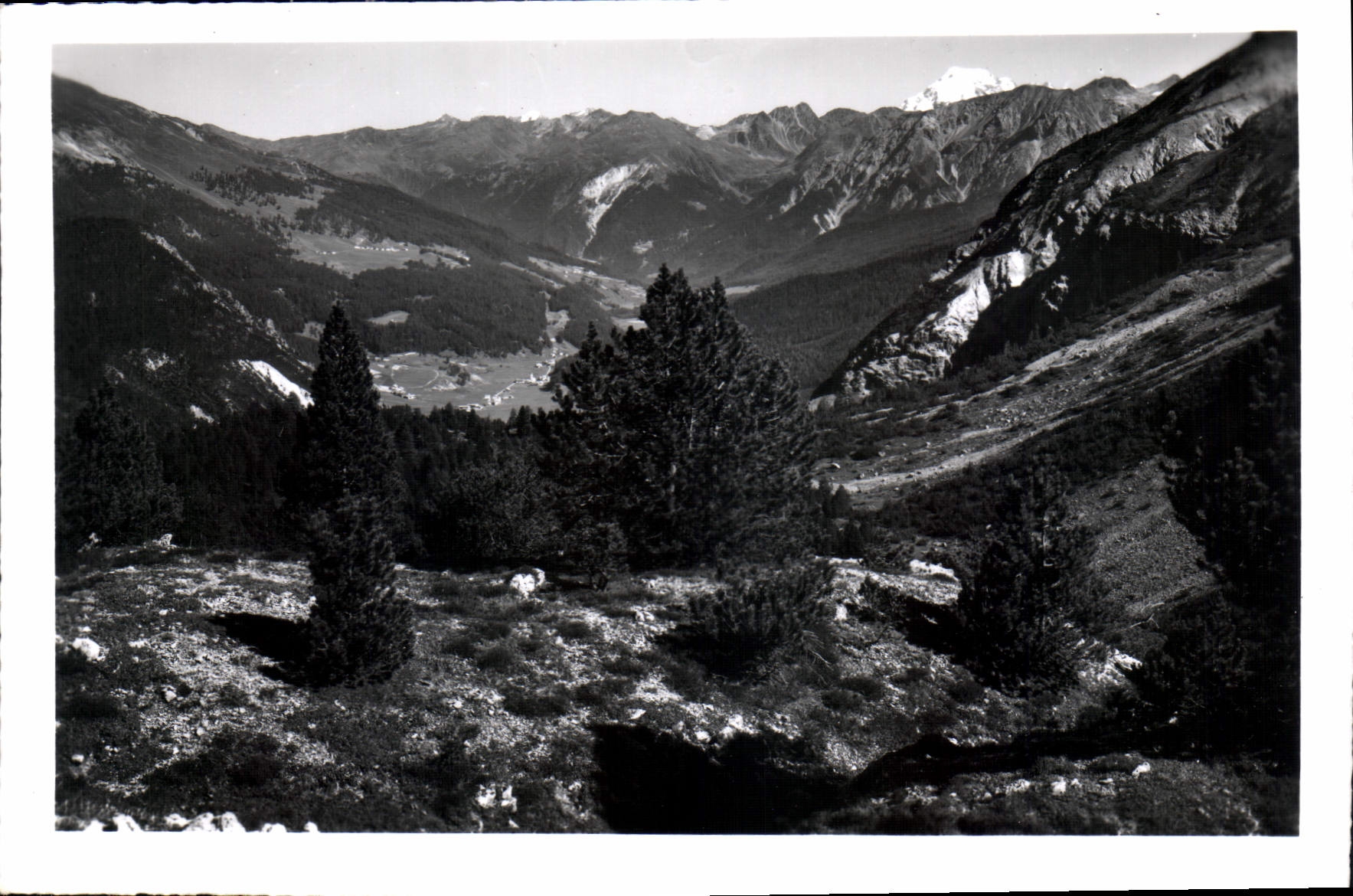 Vue de Susom Gyvé, Oufenbergpasshöhe — 2155 m, dans le Münstertal, Tschierf, LÜ & Ortler — Phot. R. Grass, Zernez