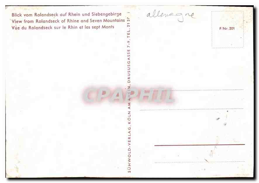 CPM Rolandseck auf Rhein und Siebengebirge  — Rückseite