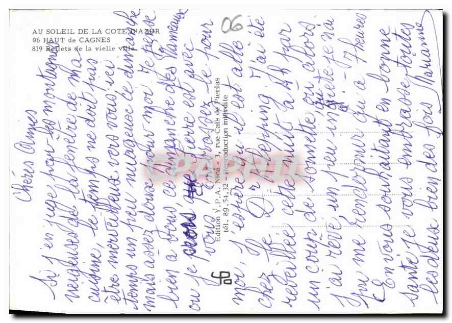 CPM Au Soleil de la Cote d'Azur Haut de Cagnes Reflets de la vieille ville  — Verso