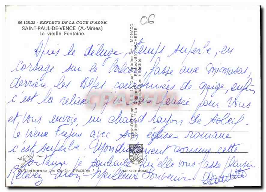 CPM Saint Paul de Vence A Mmes La vieille Fontaine  — Rückseite