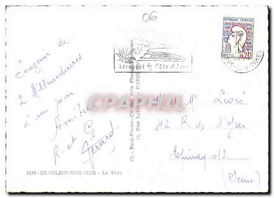 CPM Beaulieu sur Mer Le Port Bateaux de peche — Verso