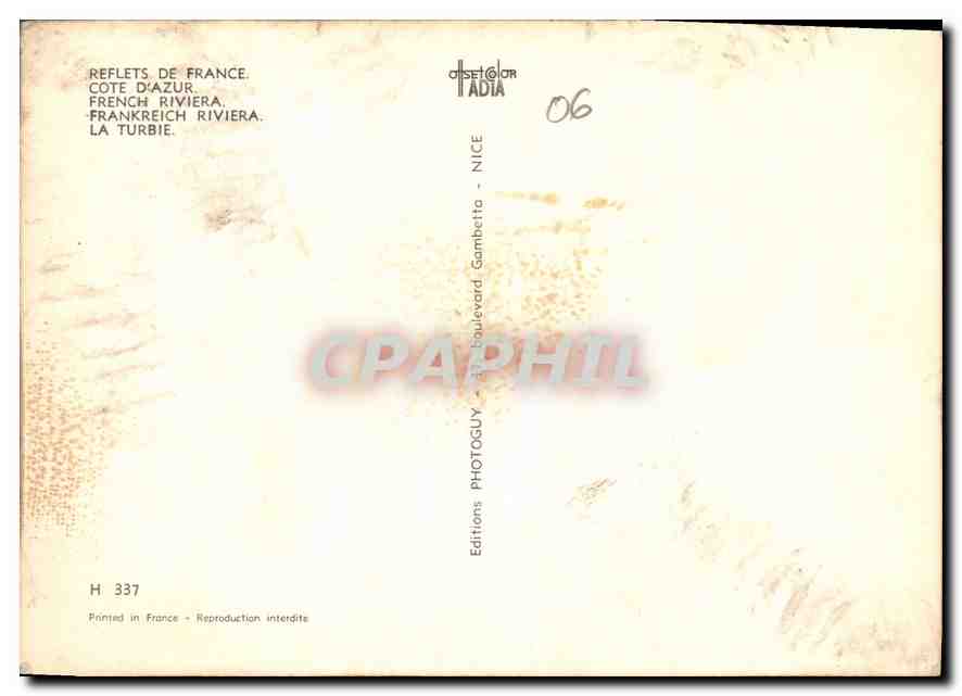 CPM Reflets de France Cote d'Azur French Riviera La Turbie  — Verso