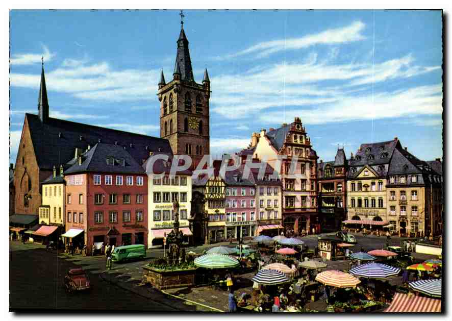 Trier — Hauptmarkt mit Petrusbrunnen und St. Gangolph — CPAPHIL 705/6