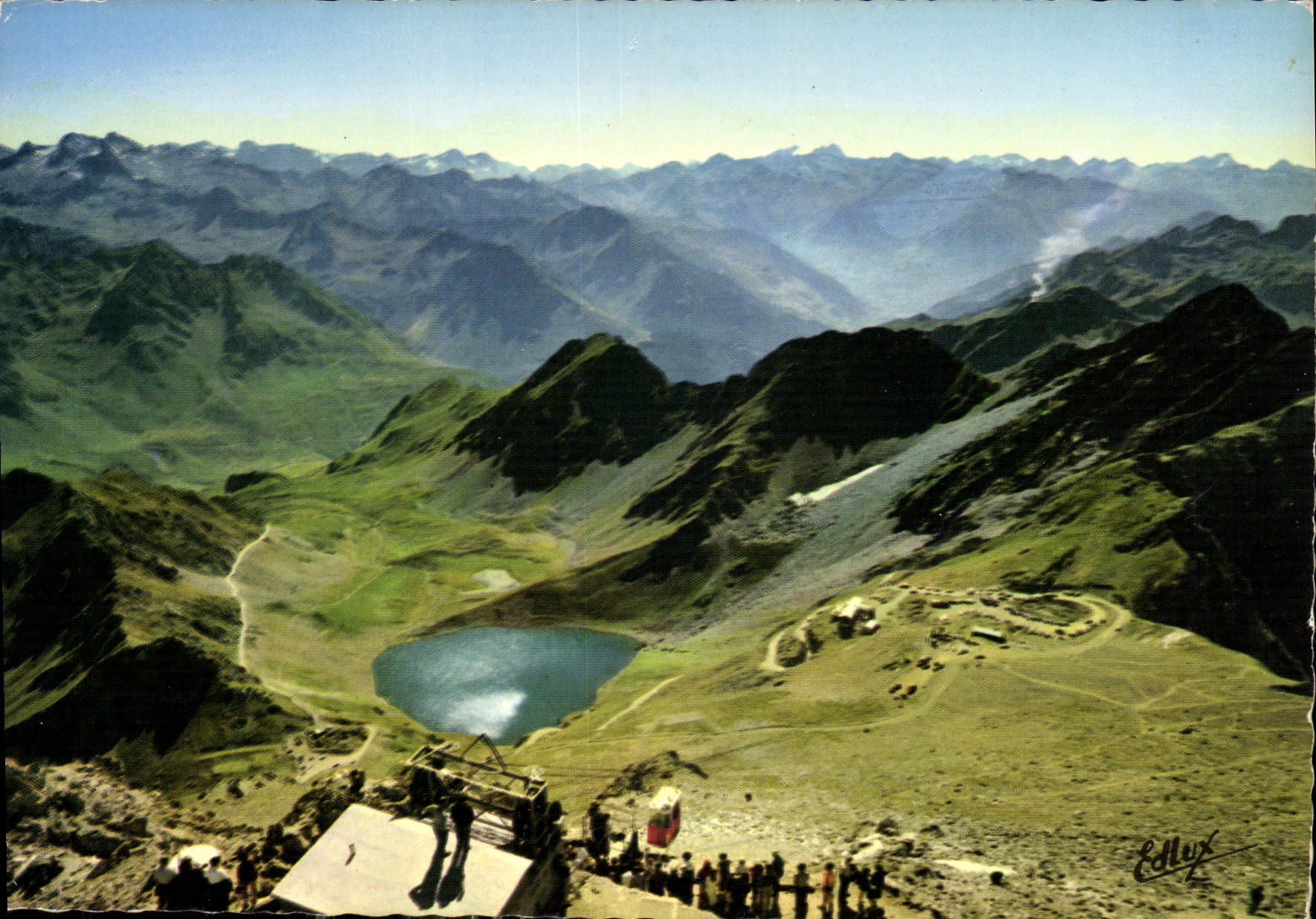 Pic du Midi de Bigorre — vue sur la chaîne des Pyrénées, le Lac d'Opet et Sencours — Ed. A. Doucet, Pl. Peyramale, Lourdes - Anverso