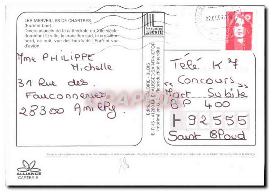 CPM Chartres Eure et Loir Divers aspects de la cathedrale  — Rückseite