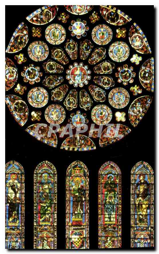 Cathédrale de Chartres — Rose sud XIIIe — Imprimerie M. Lescliver et Fils, Lyon