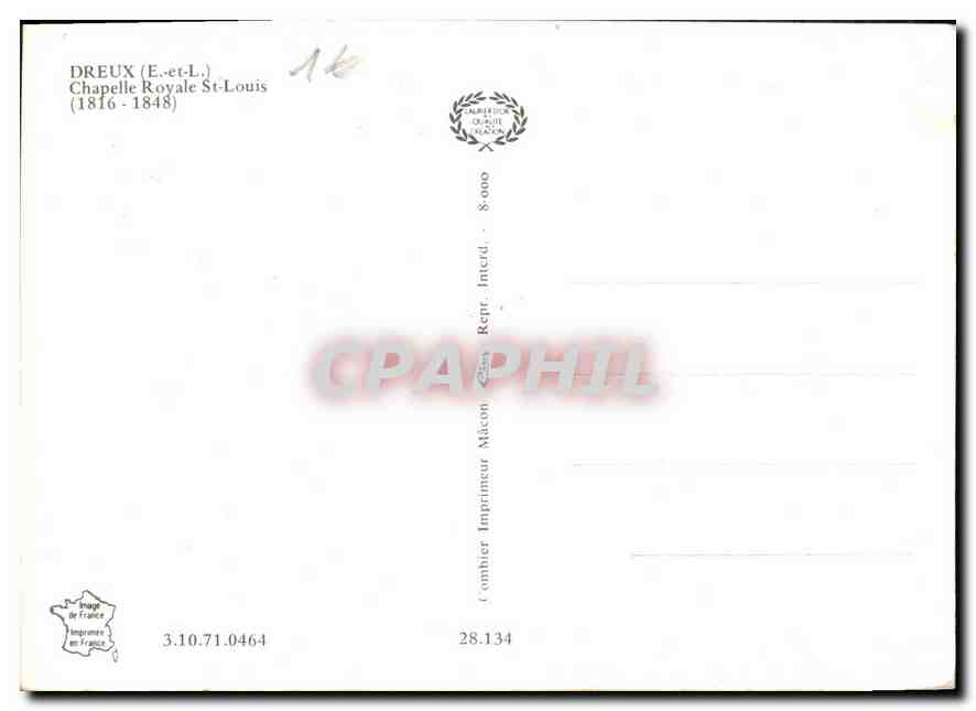 Chapelle Royale Saint-Louis — (1816-1848) — Éditeur Combier, n° 8.000 — Reverso