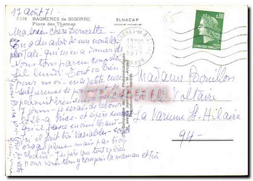 Bagnères-de-Bigorre — Place des Thermes — Elnacap — Verso
