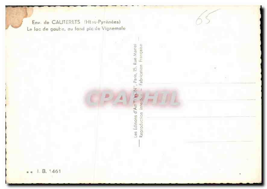 Lac de Gaube — au fond pic de Vignemale — Les Éditions d'Art NV, Paris — Reverso
