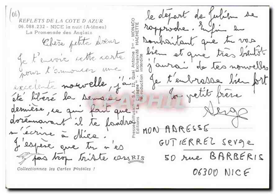 CPM Nice la nuit A Mmes La Promenade des Anglais  — Rückseite