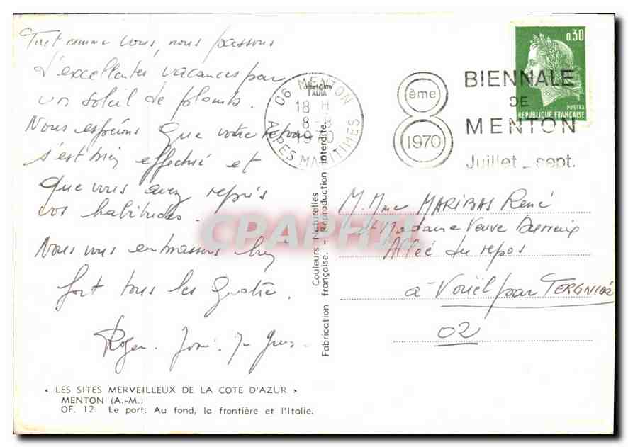 Port of Menton — The Wonderful Sites of the French Riviera — A.M. (publisher) — Back