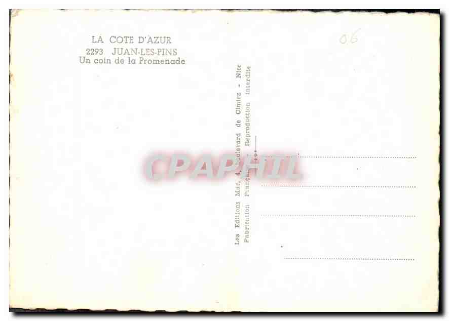 CPM Juan les Pins Un coin de la Promenade  — Rückseite