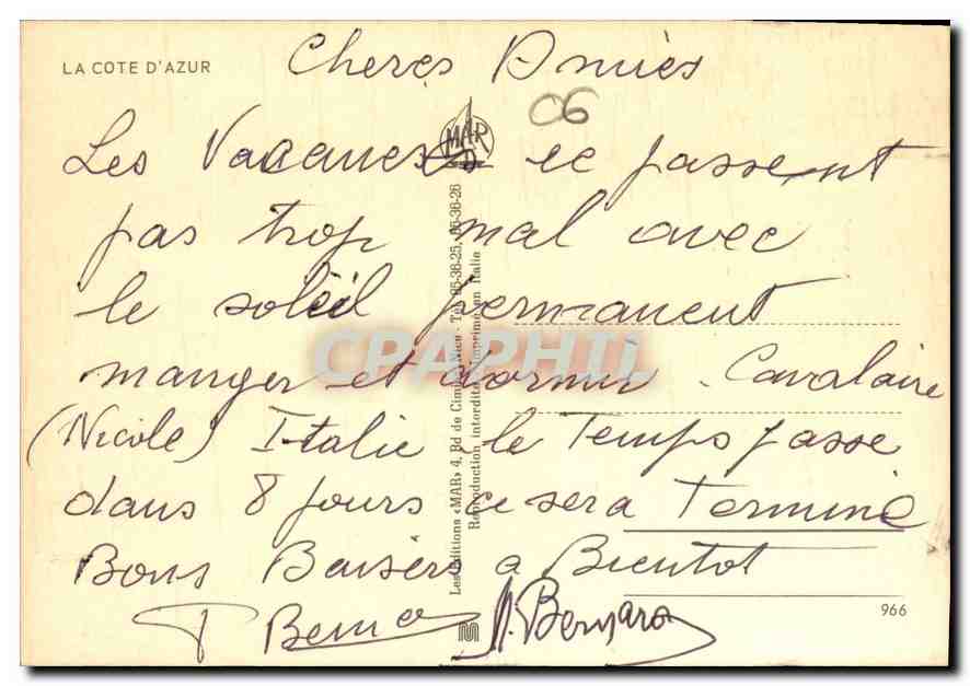 CPM La Cote d'Azur  — Verso
