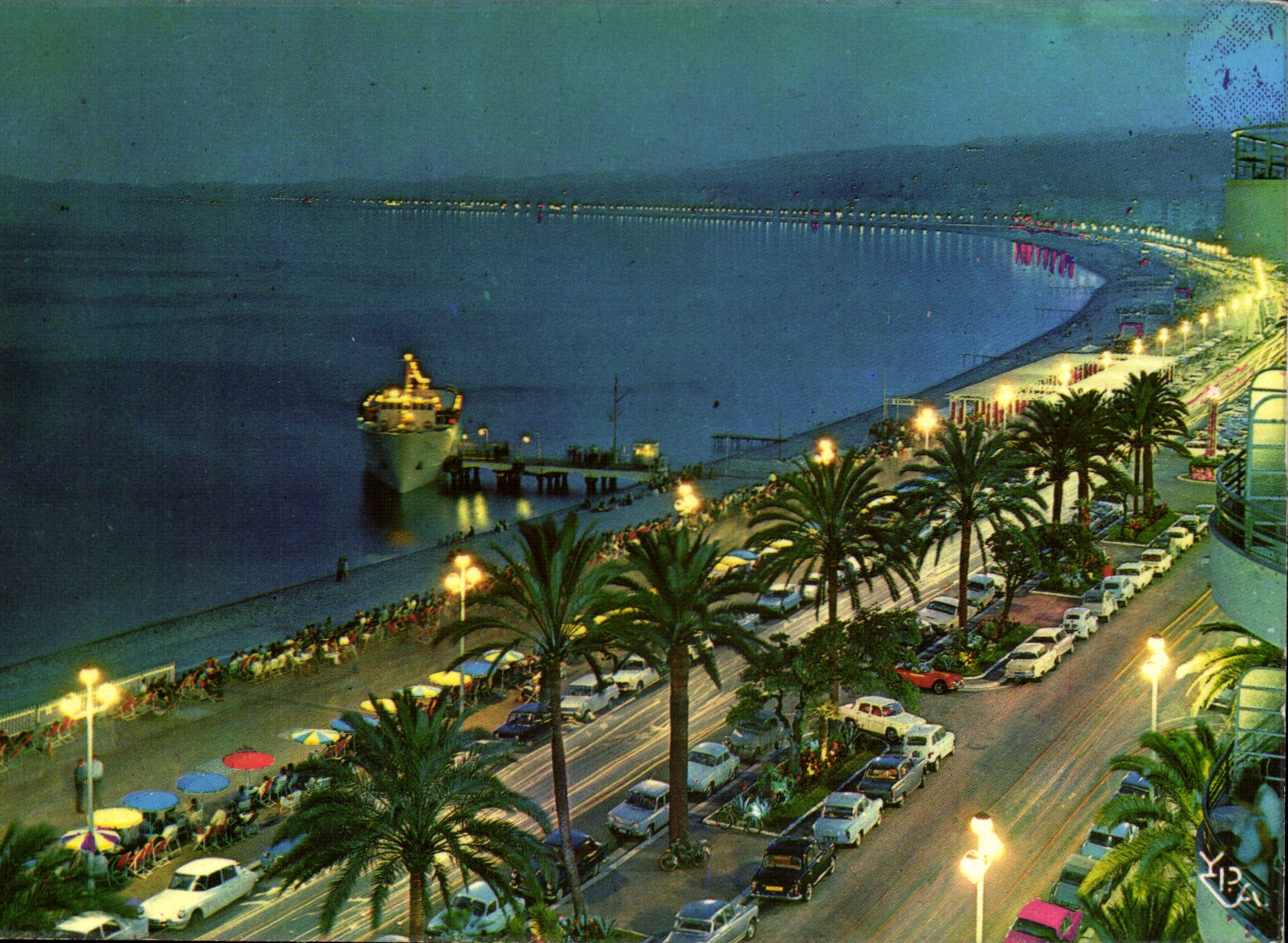 CPM Au Soleil de la Cote d'Azur Nice Promenade des Anglais de nuit 
