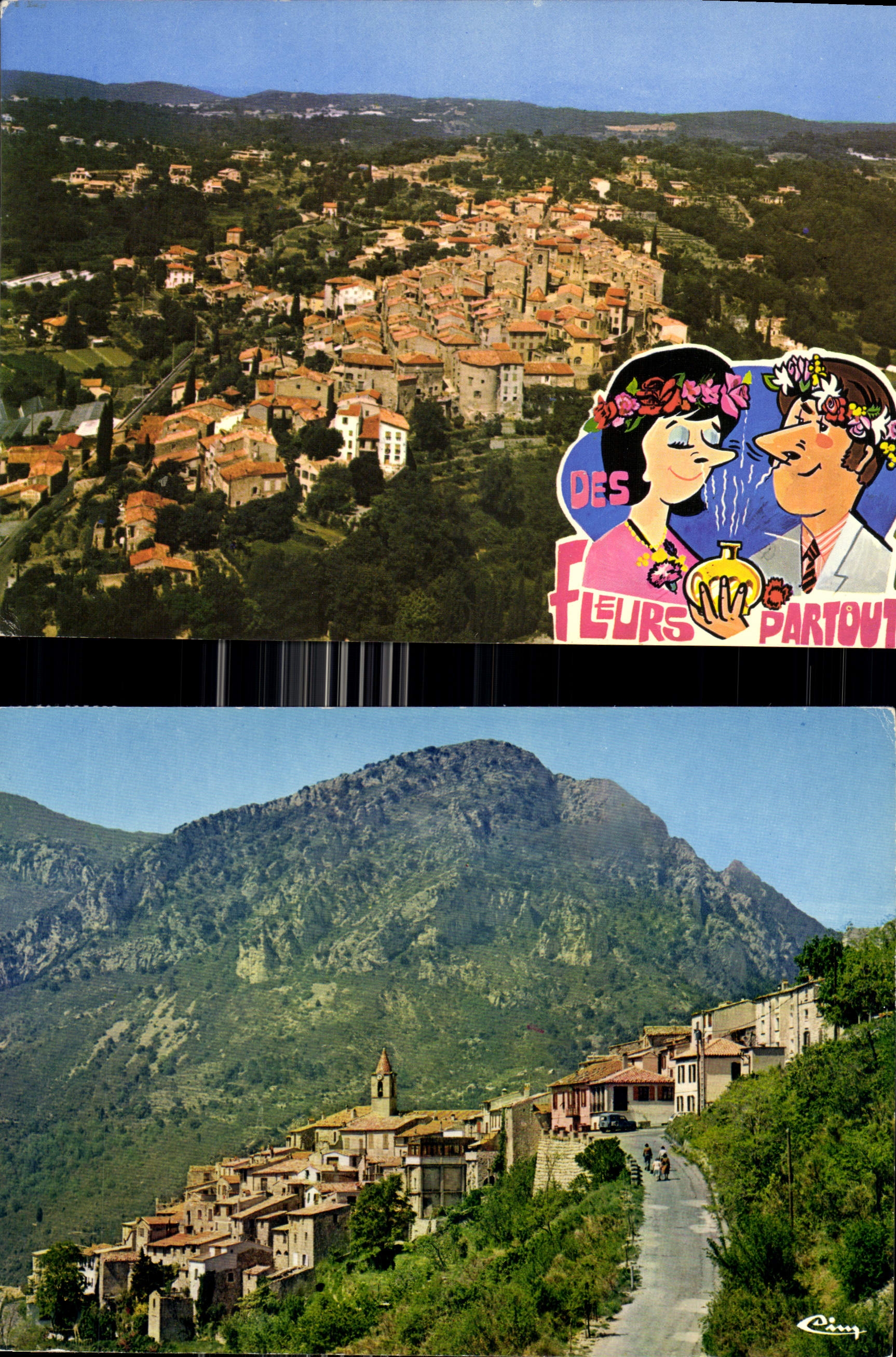 CPM Biot Alpes Mar Vue generale aerienne Ste Agnes Alpes Mar Village du littoral le plus haut d'Euro