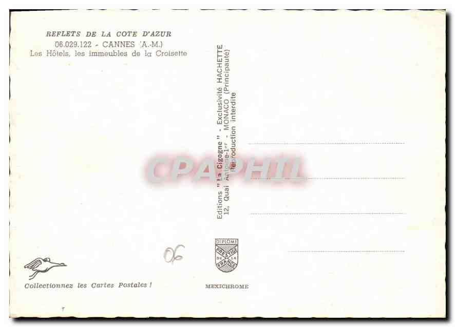 CPM Cannes Les Hotels les immeubles de la Croisette  — Rückseite